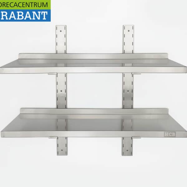 HCB RVS Dubbel wandschap schap 80 x 30 cm Basic-line Horeca