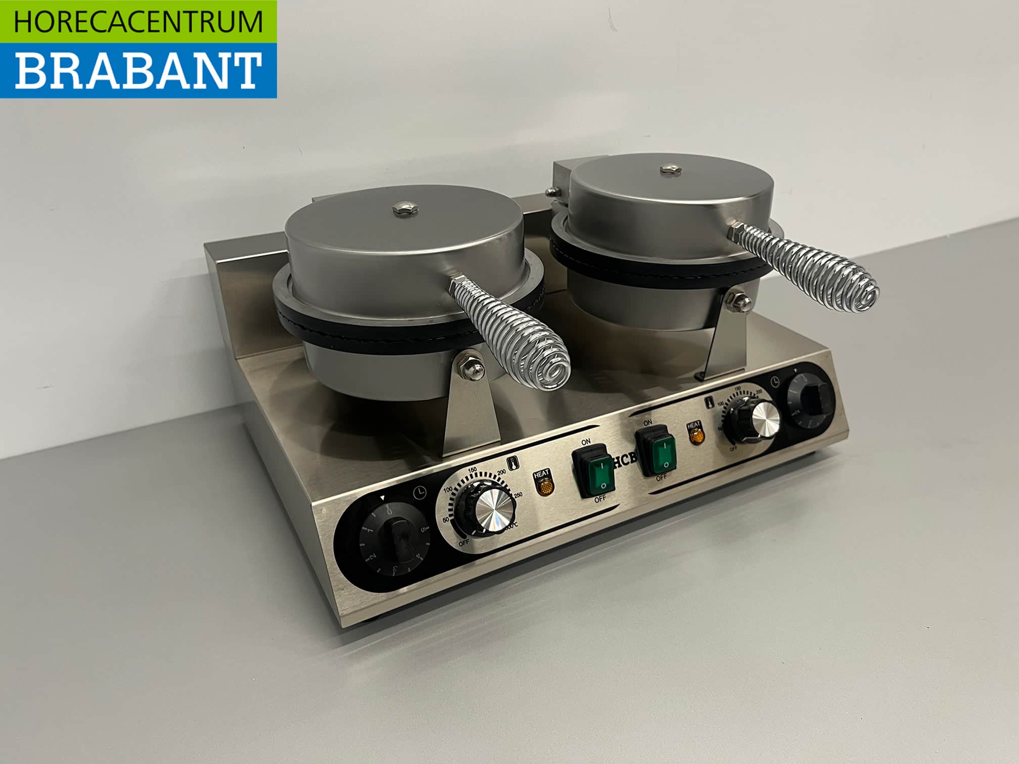 HCB RVS Dubbel Wafelijzer met timer stroopwafel ijshoorn 230V Horeca - Afbeelding 3
