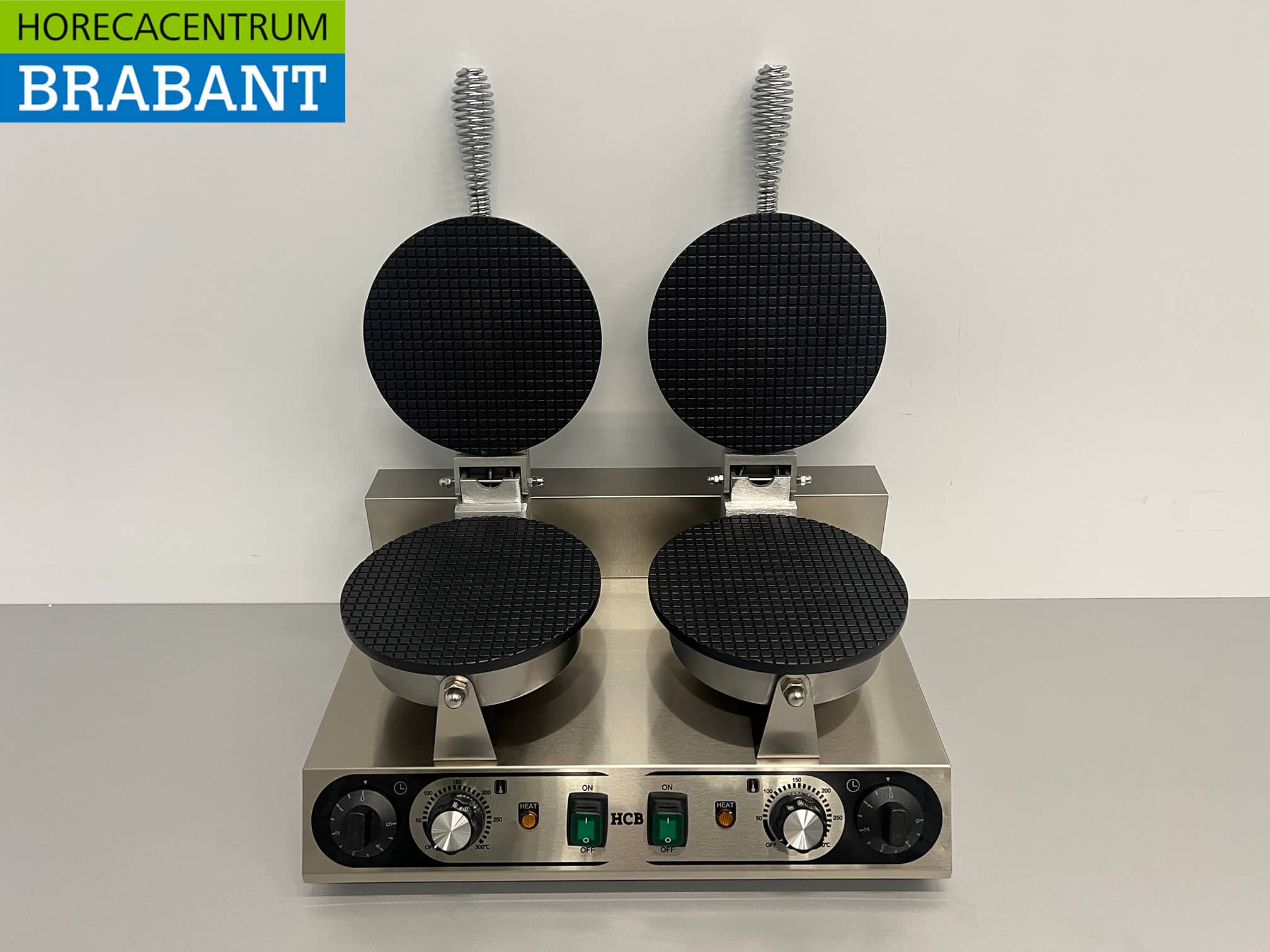 HCB RVS Dubbel Wafelijzer met timer stroopwafel ijshoorn 230V Horeca - Afbeelding 4