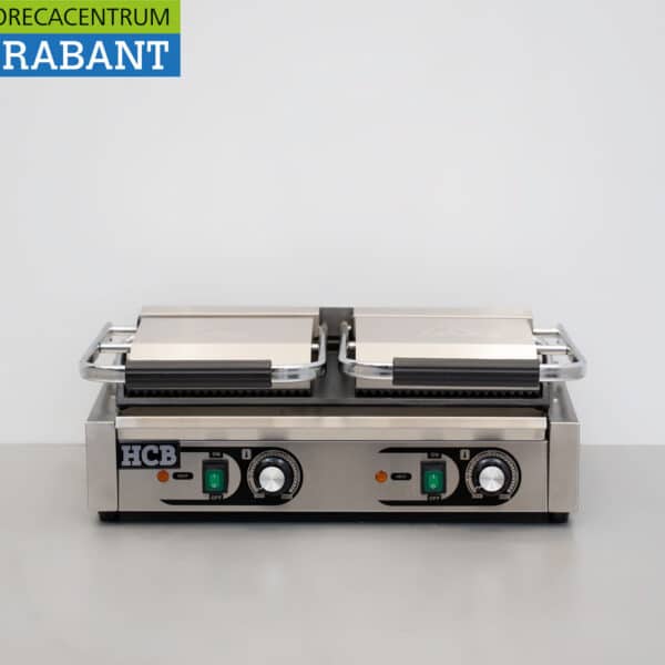 HCB RVS Dubbele Contactgrill Paninigrill Grill Ribbel/Glad 230V Horeca
