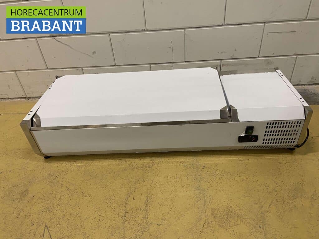 HCB RVS Opzetvitrine Opzet koelvitrine saladière 3 x 1/3 en 1 x 1/2 GN 120 cm Horeca