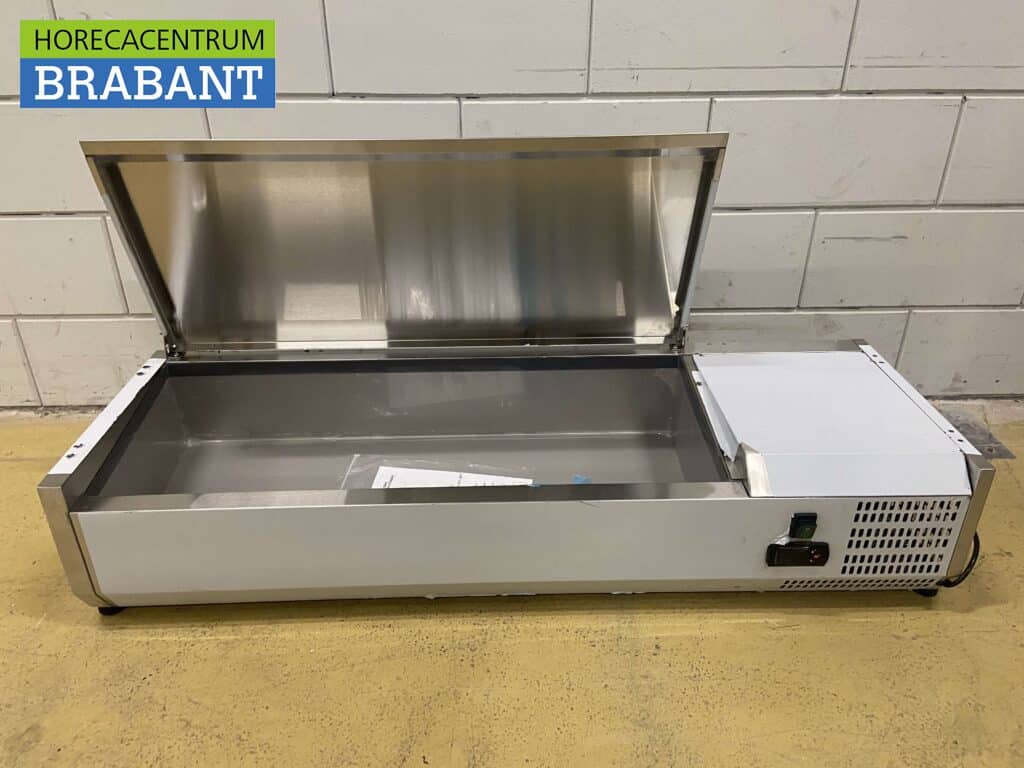 HCB RVS Opzetvitrine Opzet koelvitrine saladière 3 x 1/3 en 1 x 1/2 GN 120 cm Horeca - Afbeelding 4