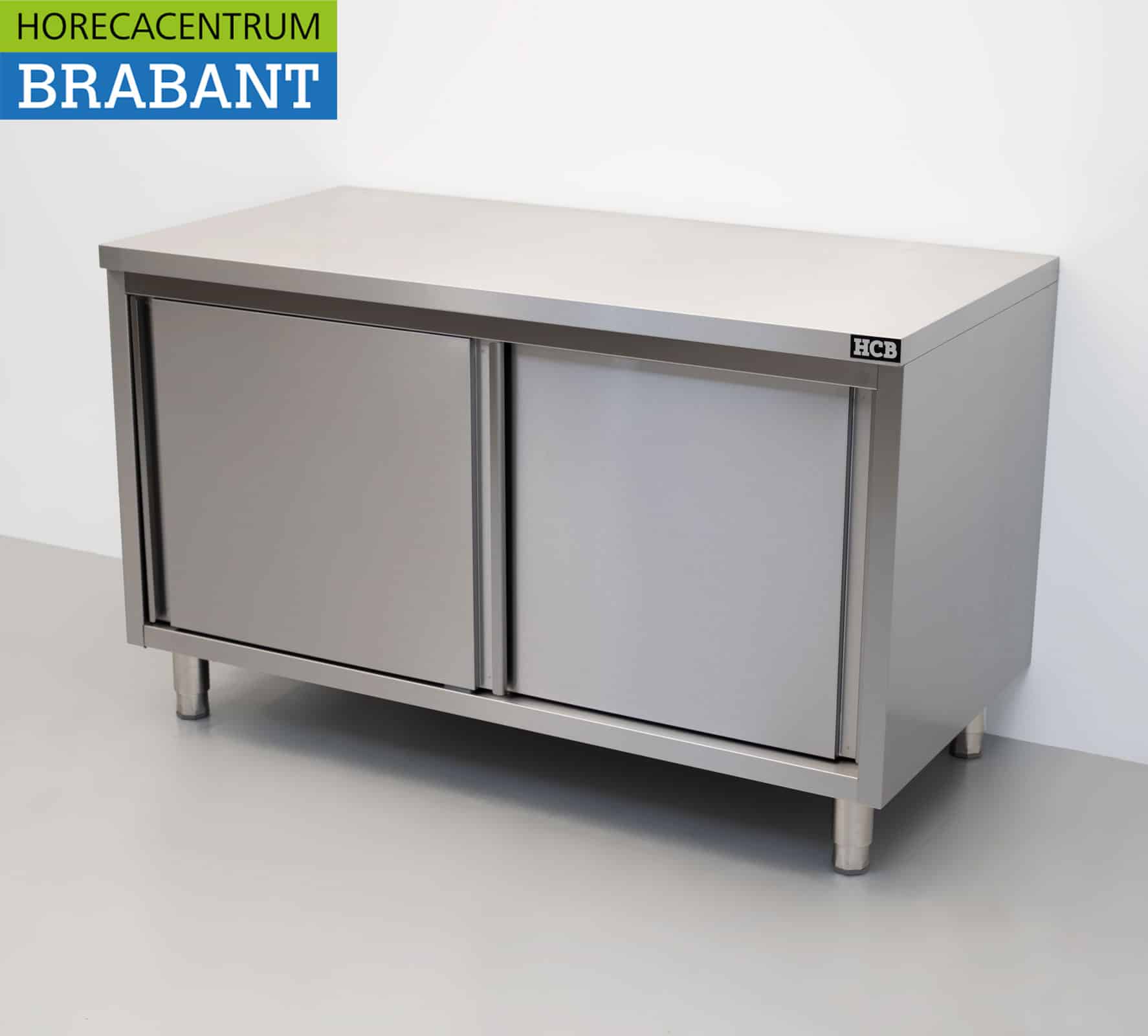 HCB RVS Werkkast Kast 2 schuifdeuren Premium-line 140 cm Horeca - Afbeelding 2