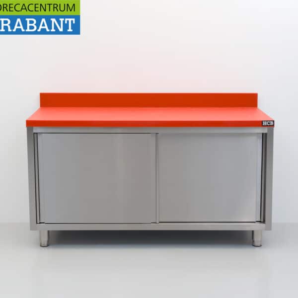 HCB RVS Polyethyleen PE Werkkast Kast Snijtafel Premium-line 2 schuifdeuren 150 cm Horeca Slagerij
