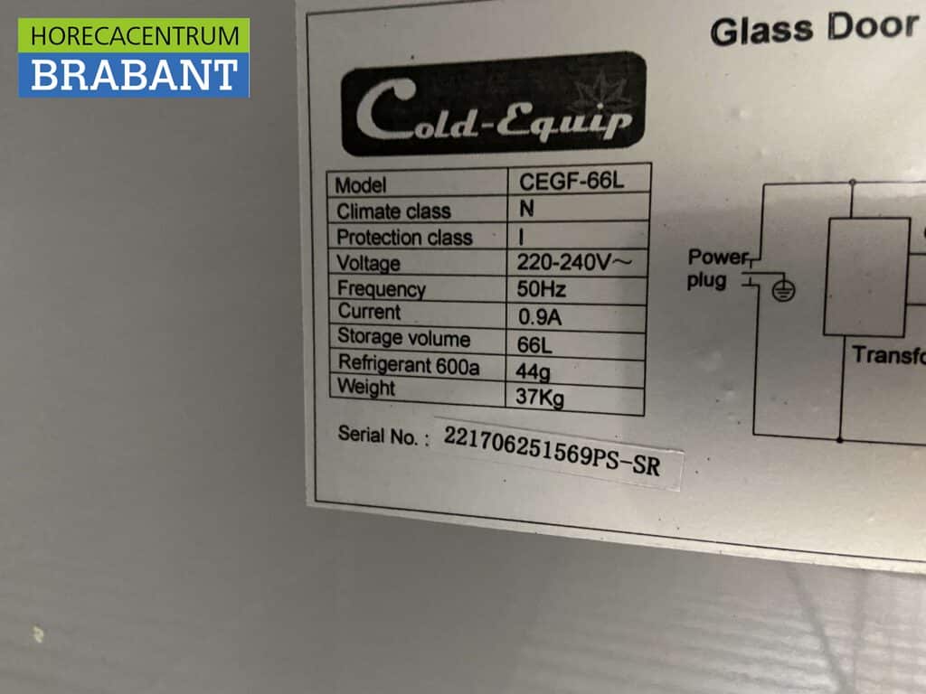 Cold Equip Glasdeur Glazen deur Display Vrieskast Vriezer 66 liter 230V Horeca - Afbeelding 5