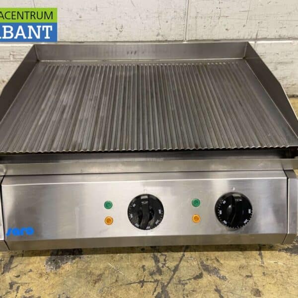 RVS Saro Grillplaat Bakplaat Geribbeld 60 cm 400V Horeca