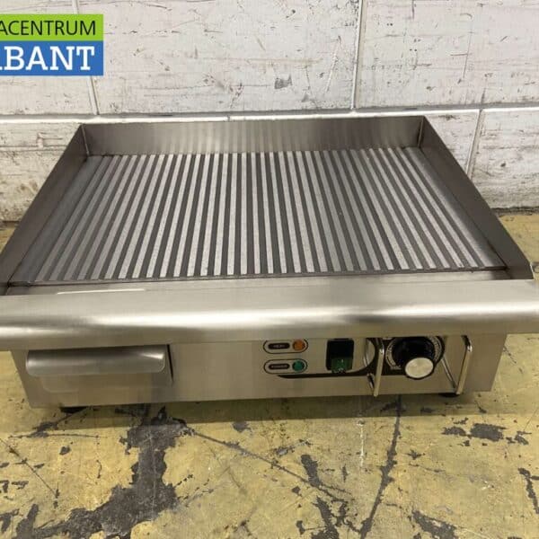 HCB RVS Grillplaat Bakplaat gegroefd / geribbeld 55 cm 230V Horeca