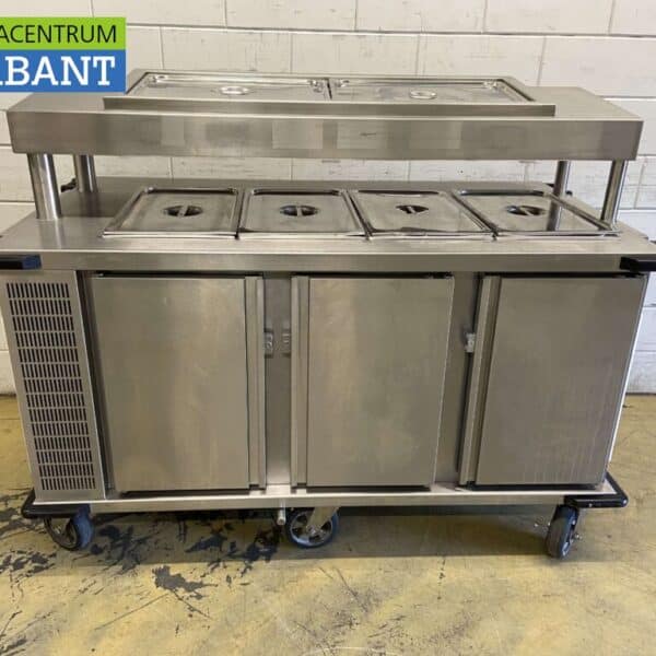 RVS Rieber Verrijdbare koelwerkbank 3 deuren en saladiere 174 cm 230V Horeca