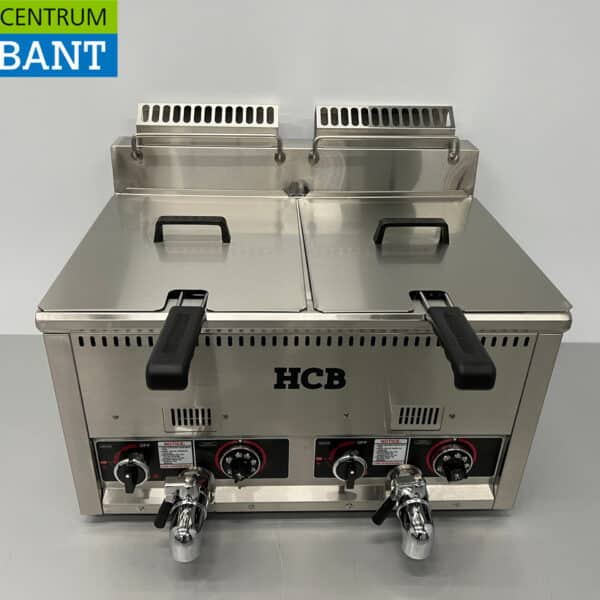 HCB RVS Dubbele Friteuse Frituur 2 x 21 liter PROPAAN gas Horeca