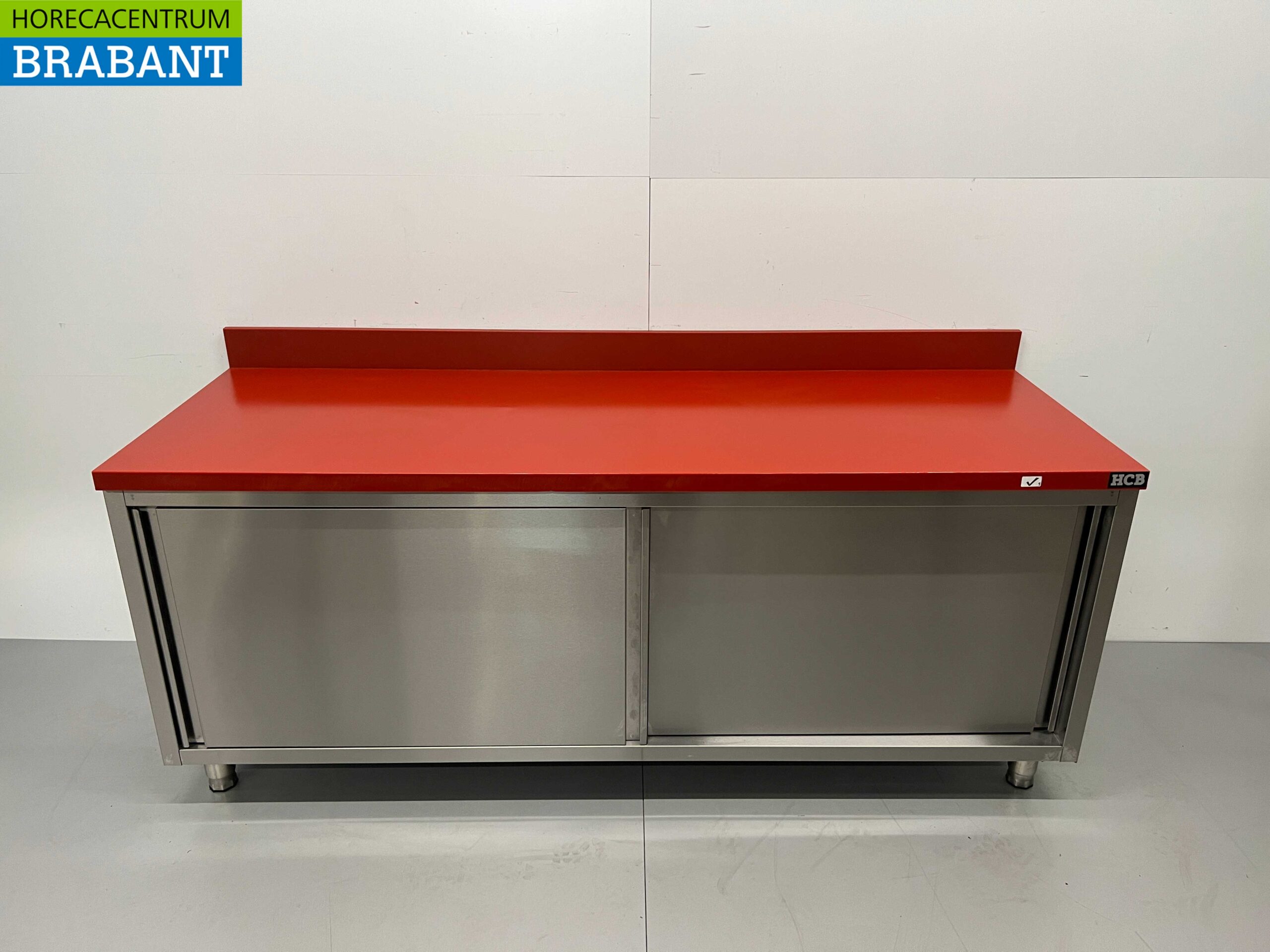 HCB RVS Polyethyleen PE Werkkast Kast Snijtafel Premium-line 2 schuifdeuren 200 cm Horeca Slagerij