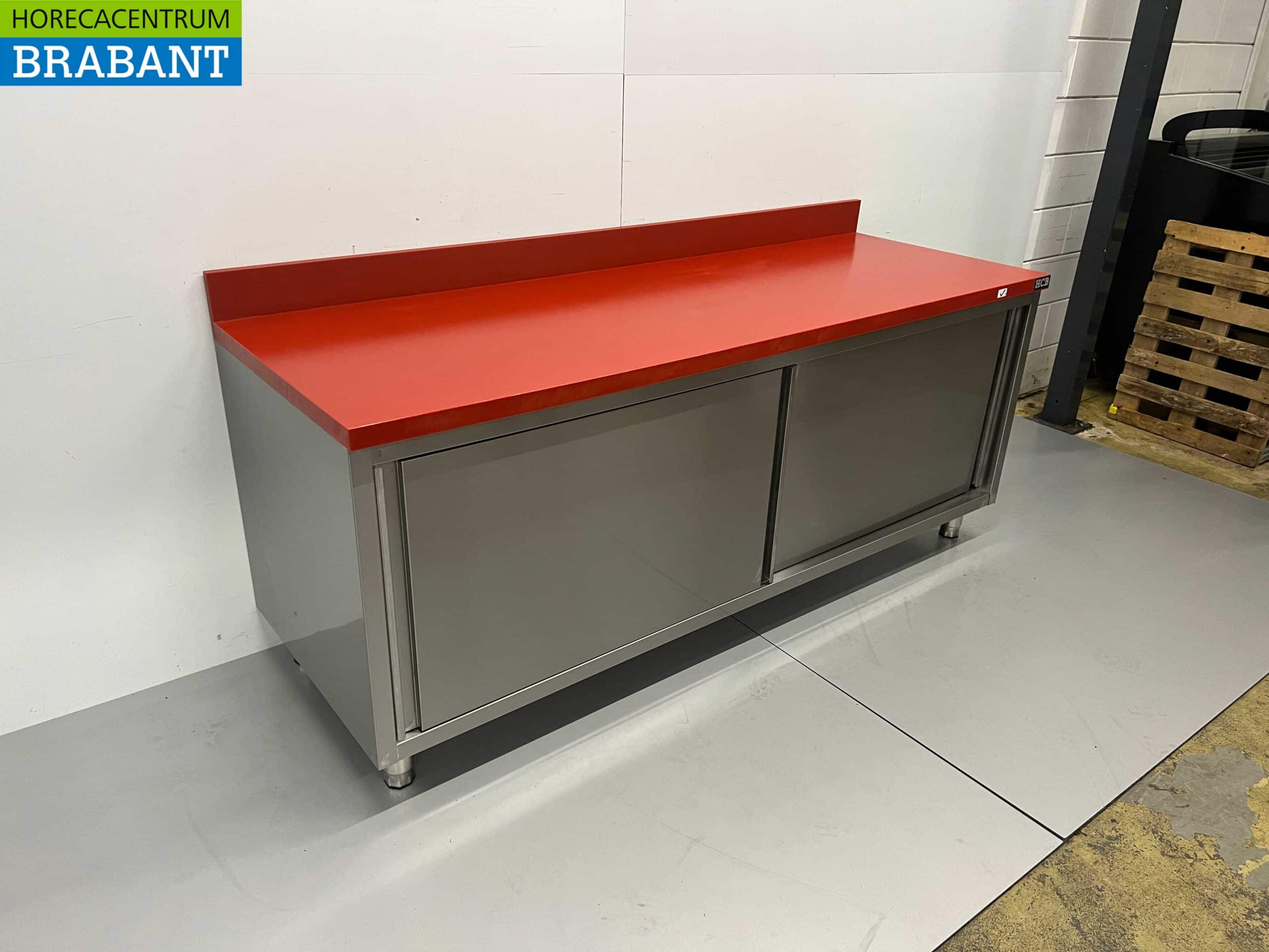 HCB RVS Polyethyleen PE Werkkast Kast Snijtafel Premium-line 2 schuifdeuren 200 cm Horeca Slagerij - Afbeelding 2