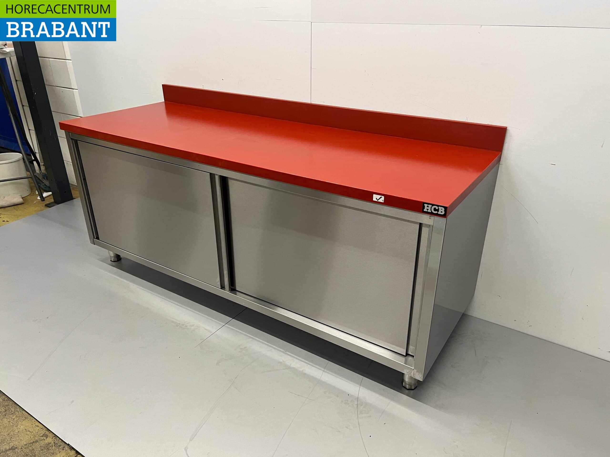HCB RVS Polyethyleen PE Werkkast Kast Snijtafel Premium-line 2 schuifdeuren 200 cm Horeca Slagerij - Afbeelding 3