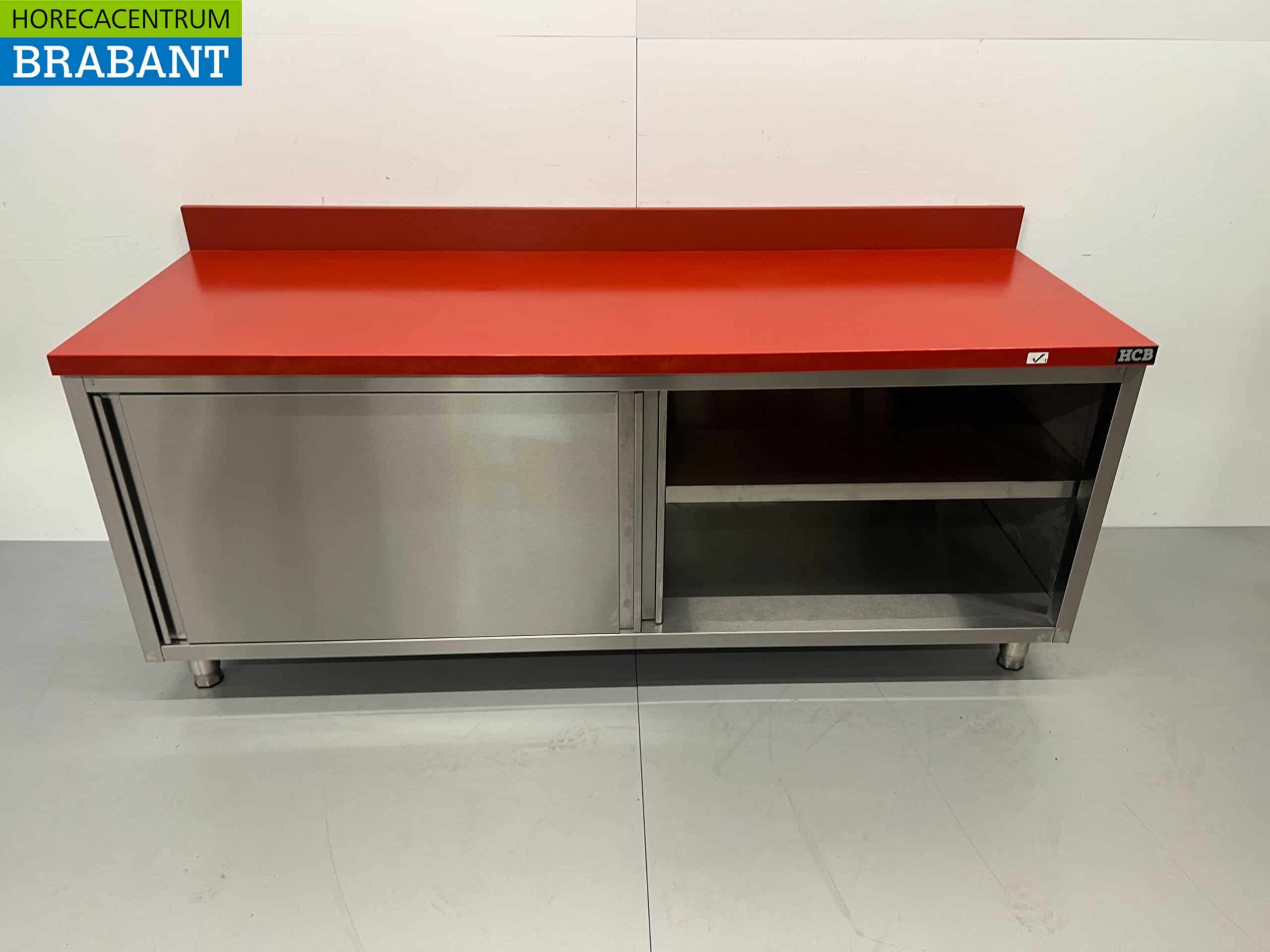 HCB RVS Polyethyleen PE Werkkast Kast Snijtafel Premium-line 2 schuifdeuren 200 cm Horeca Slagerij - Afbeelding 4