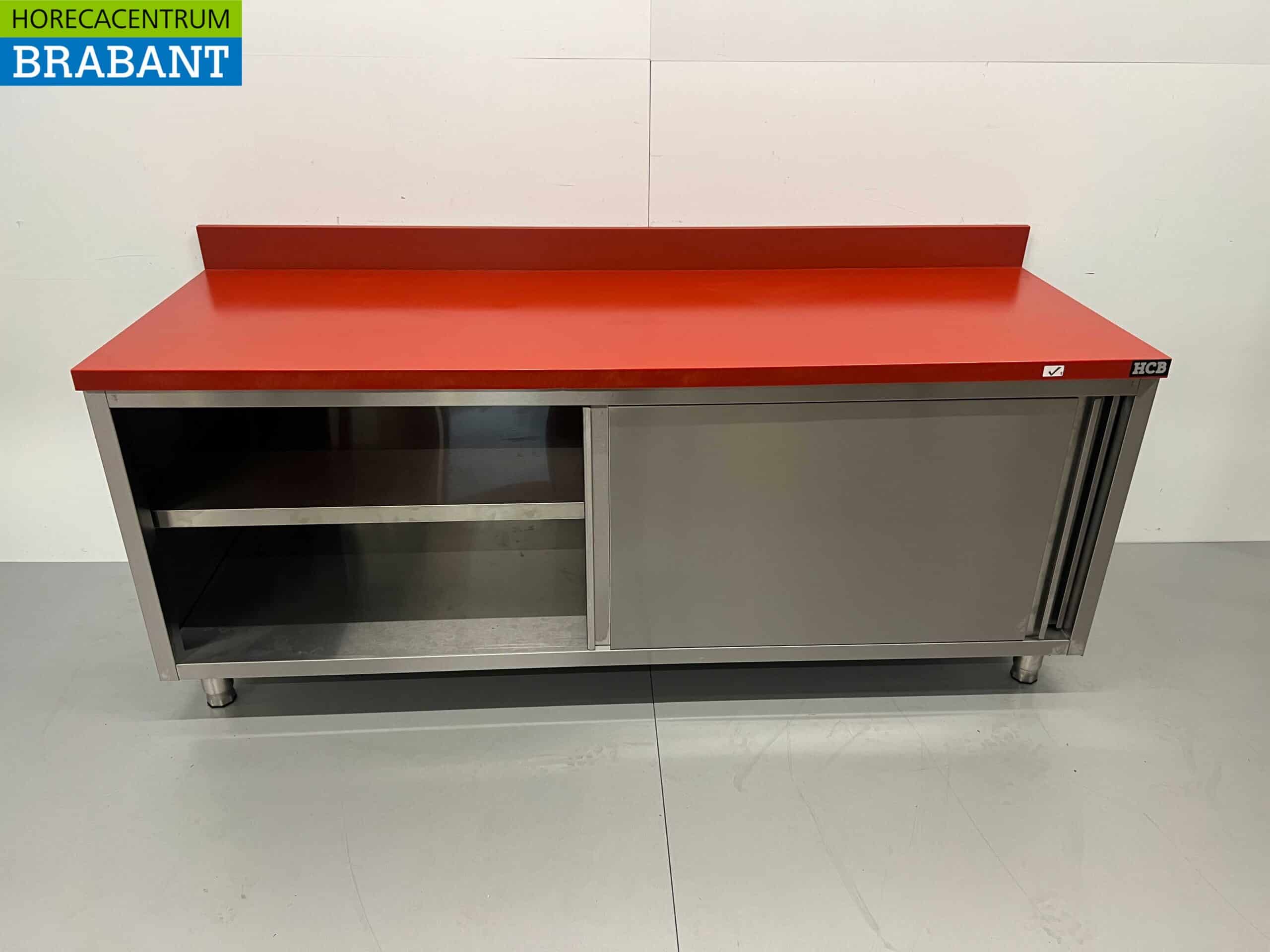 HCB RVS Polyethyleen PE Werkkast Kast Snijtafel Premium-line 2 schuifdeuren 200 cm Horeca Slagerij - Afbeelding 5