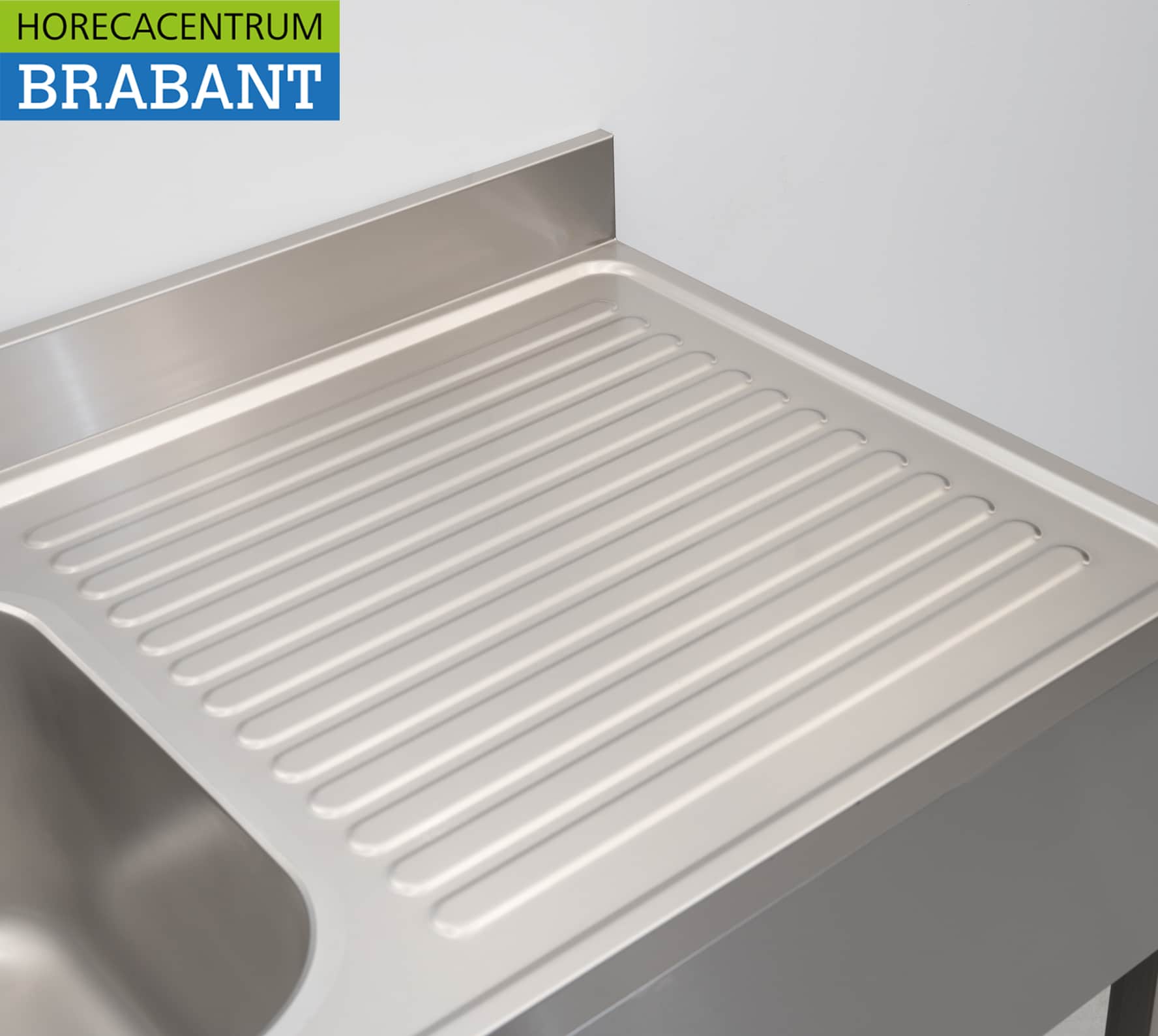 HCB RVS Spoeltafel dubbele spoelbakken Premium-line Gelast model 180 cm Horeca - Afbeelding 4