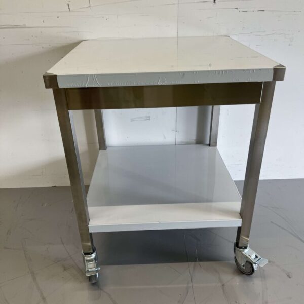 HCB RVS Verrijdbare Werktafel Tafel op wielen 70 x 70 x 85 cm Horeca