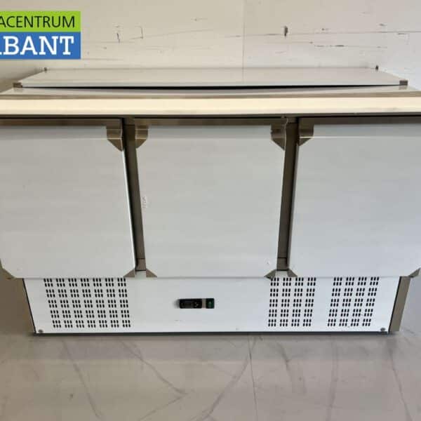 HCB RVS Saladette Koelwerkbank 3 deuren 1/1 GN 137 cm 230V Horeca