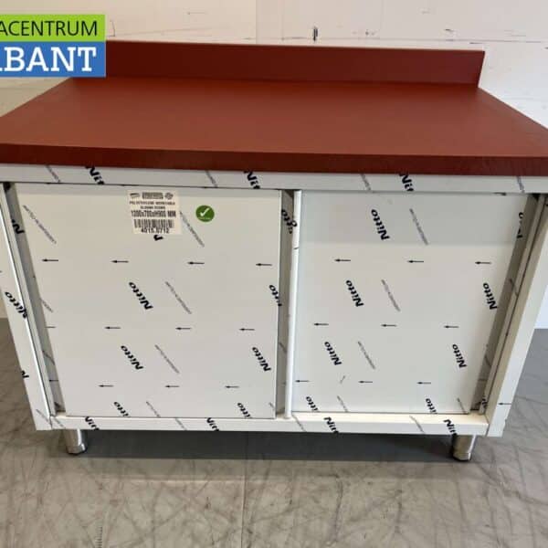 HCB RVS Polyethylene PE Werkkast Kast Snijtafel 2 schuifdeuren 120 cm Horeca Slagerij