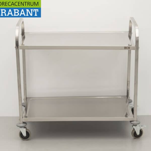 HCB RVS Serveerwagen Dienwagen 2 lagen 95 cm Horeca