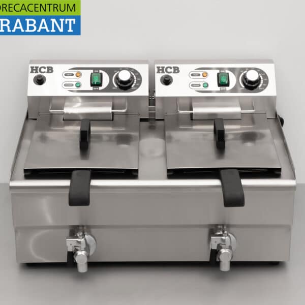RVS Friteuse Frituur 2 x 12 liter Aftapkraan 230V Horeca