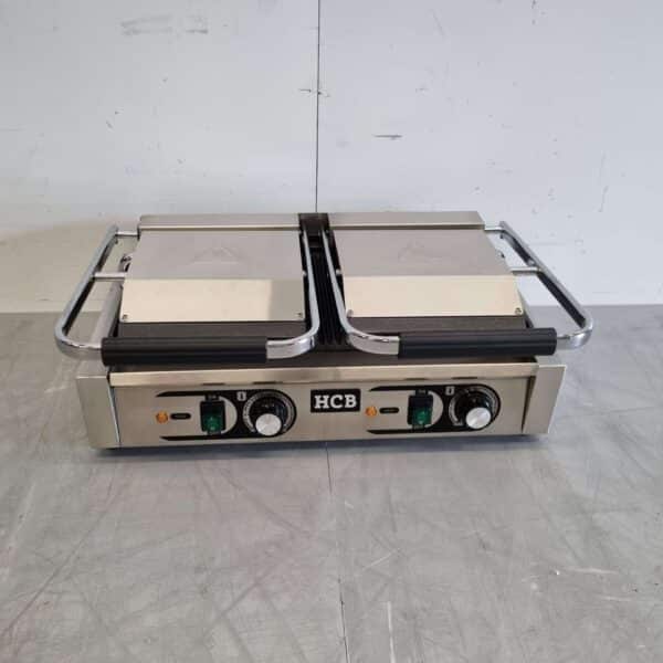 HCB RVS Dubbele Contactgrill Paninigrill Grill Ribbel/Ribbel 230V Horeca
