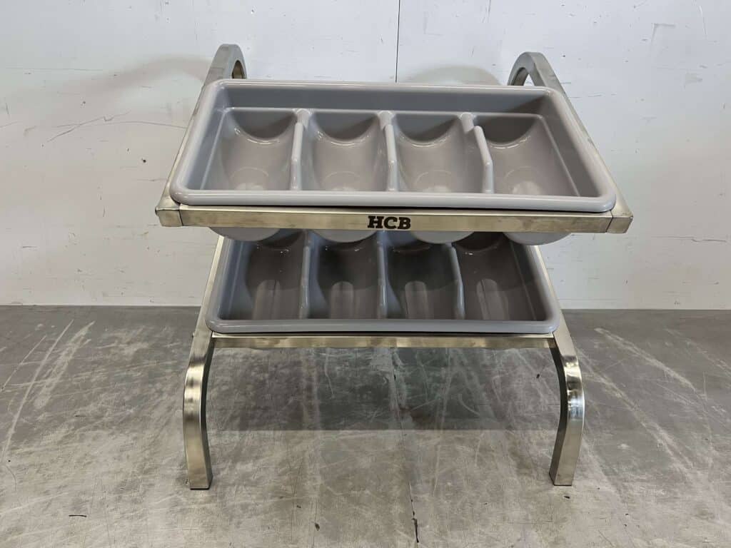 HCB RVS Dubbele bestekbak standaard bestekbakhouder met 2 bestekbakken 54 cm Horeca