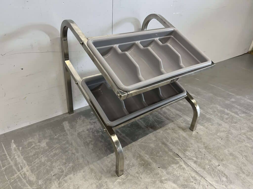 HCB RVS Dubbele bestekbak standaard bestekbakhouder met 2 bestekbakken 54 cm Horeca - Afbeelding 3