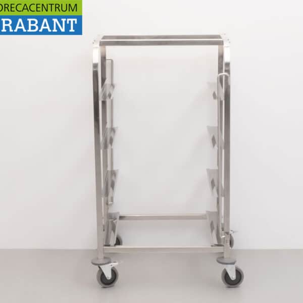 HCB RVS Regaalwagen voor 4 waskratten waskorven 50 x 50 cm Horeca