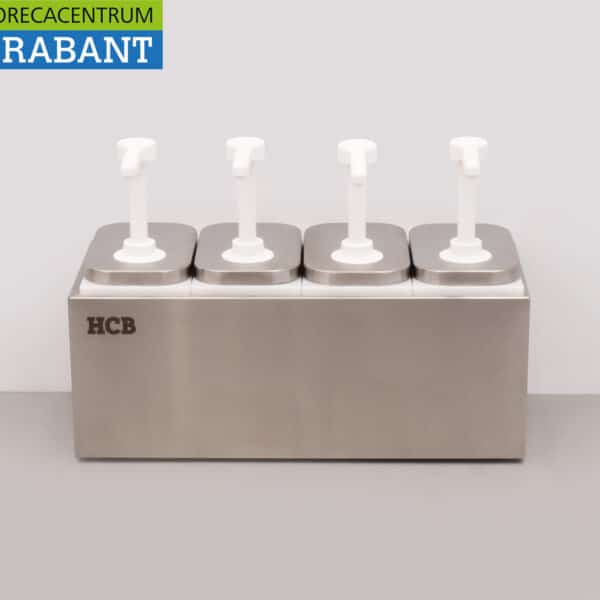 HCB RVS Dubbele Sauzenbar Sauspomp Sausdispenser 4 x 2 liter Horeca