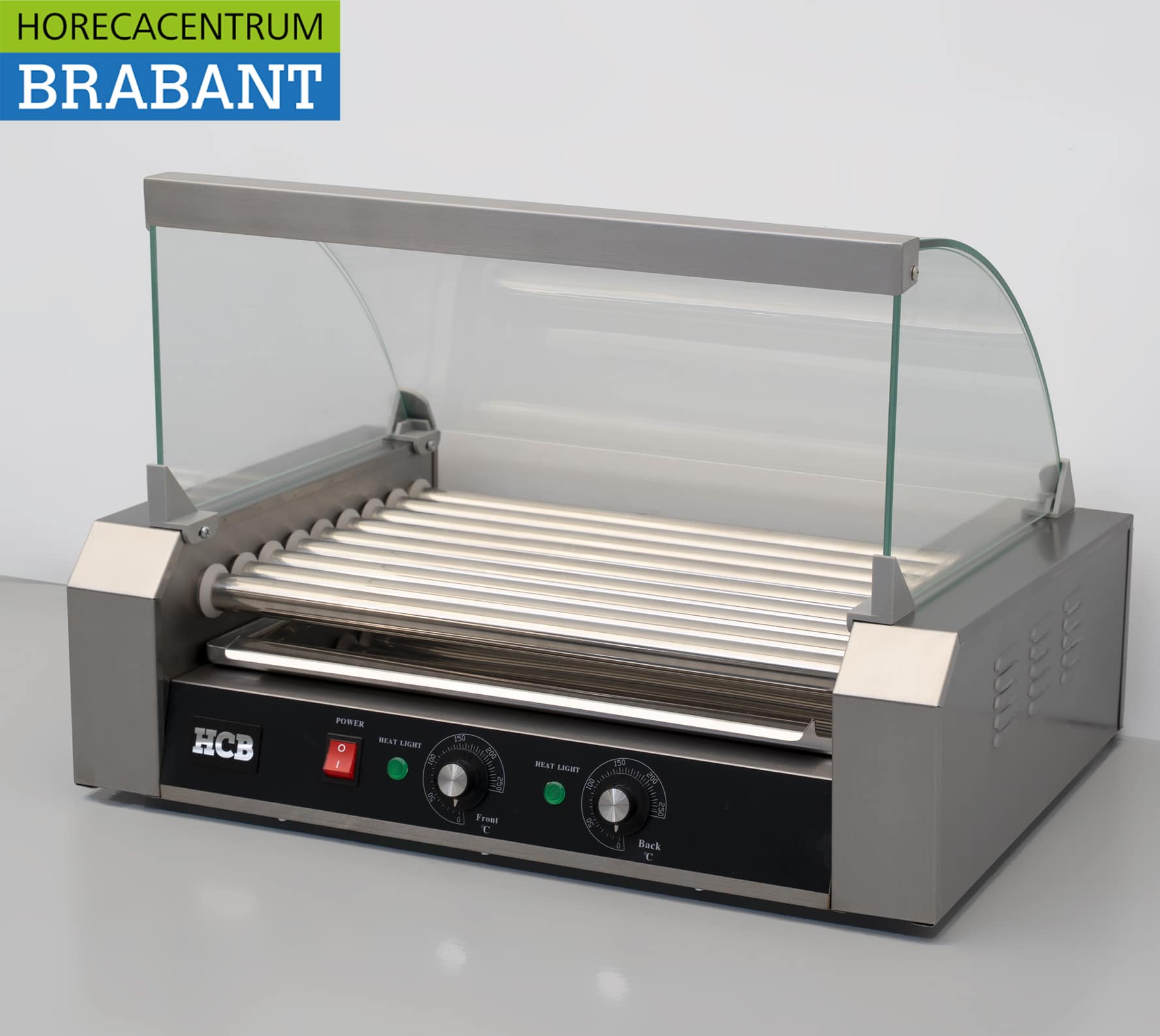 HCB RVS Hotdog grill 9 rollen met glazen kap 230V Horeca - Afbeelding 2