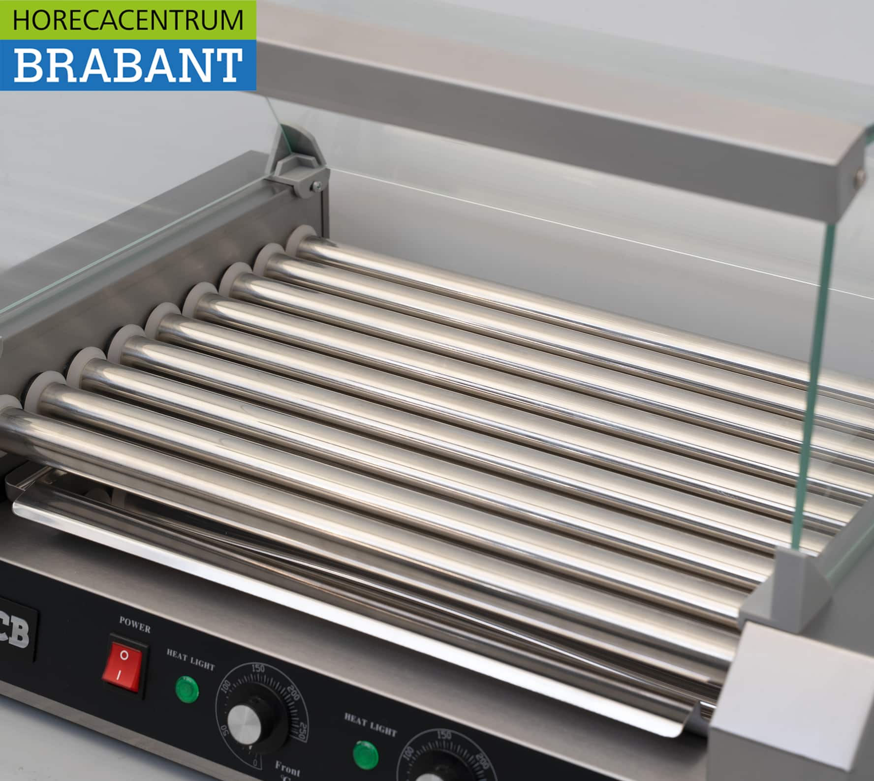 HCB RVS Hotdog grill 9 rollen met glazen kap 230V Horeca - Afbeelding 4