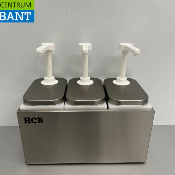 HCB RVS Dubbele Sauzenbar Sauspomp Sausdispenser 3 x 2 liter Horeca