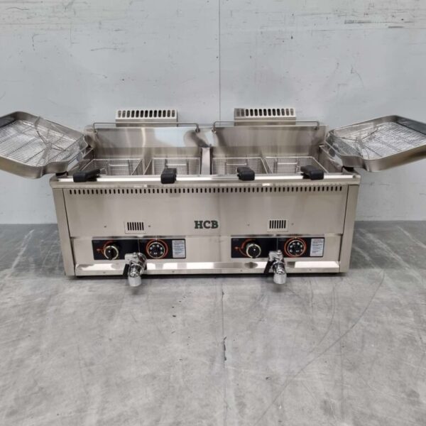 HCB RVS Dubbele Friteuse Frituur 2 x 30 liter Gas Horeca