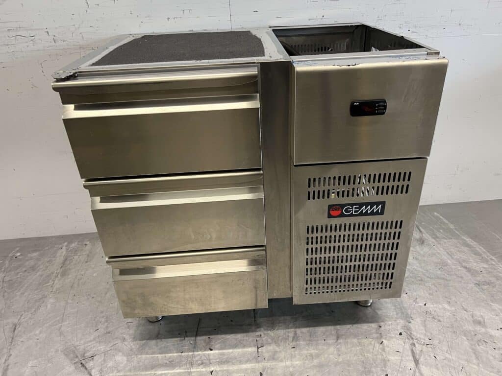 RVS Gemm Koelwerkbank 3 laden 90 cm 230V Horeca