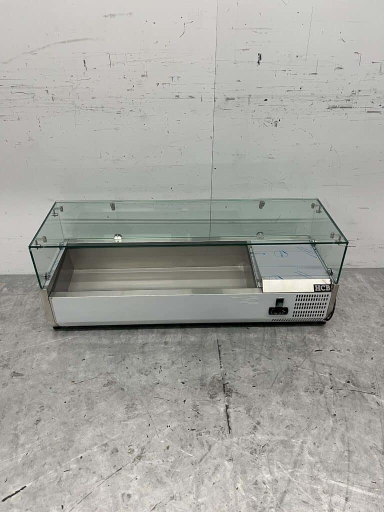 HCB RVS Opzetvitrine Opzet koelvitrine saladière 3 x 1/3 en 1 x 1/2 GN 120 cm Horeca