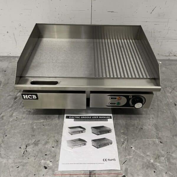 HCB RVS Grillplaat Bakplaat 1/2 Geribbelde plaat 55 cm 230V Horeca