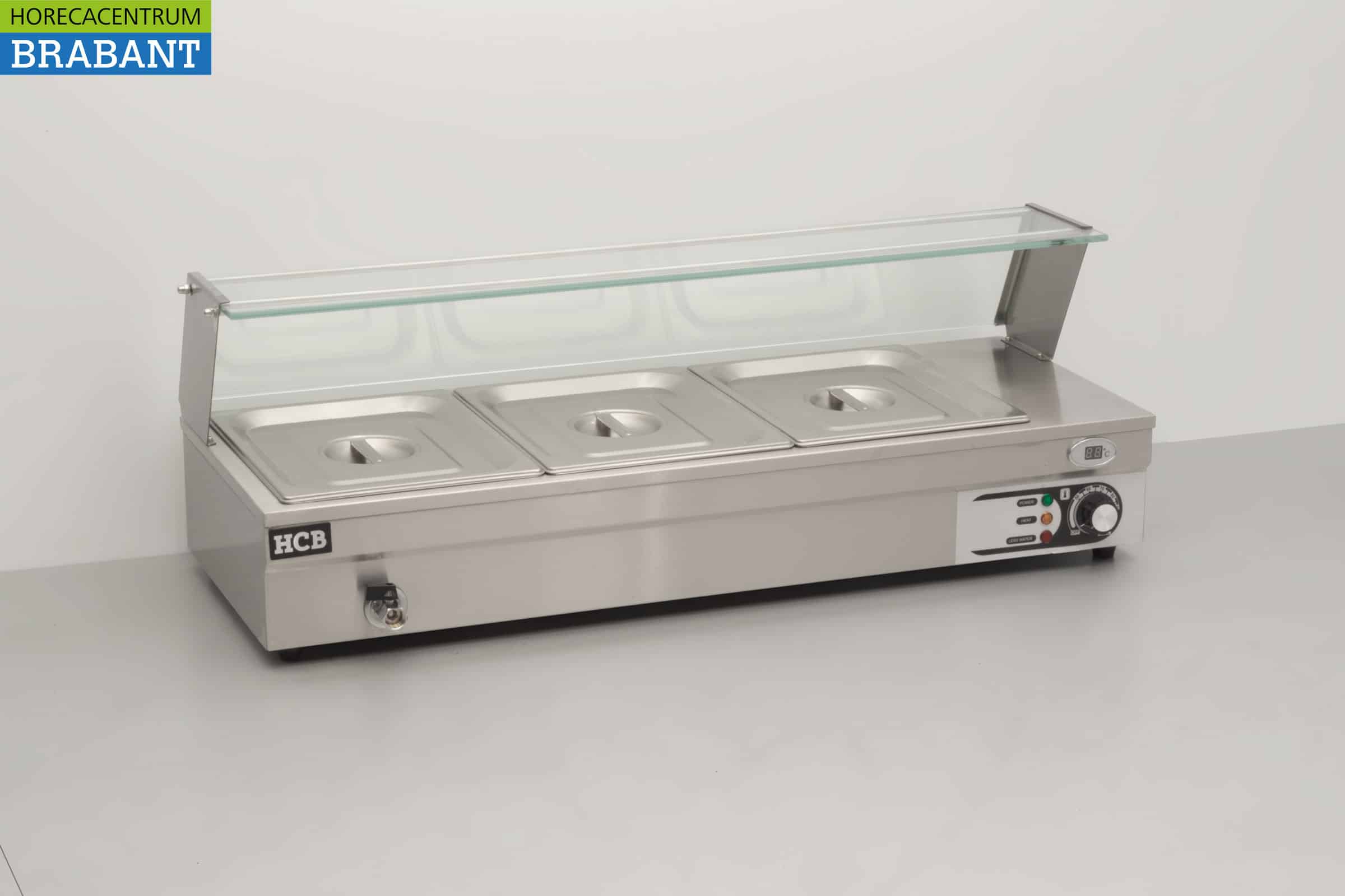 HCB RVS Bain marie 3 x 1/2 GN 95 cm 230V Horeca - Afbeelding 3