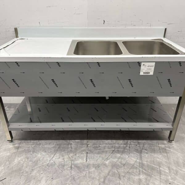 HCB RVS Spoeltafel dubbele spoelbakken Premium-line Gelast model 160 cm Horeca
