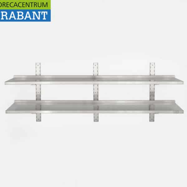 HCB RVS Dubbel Wandschap schap 200 x 30 cm Horeca