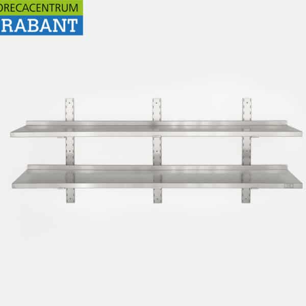 HCB RVS Dubbel wandschap schap Basic-line 180 x 30 cm Horeca