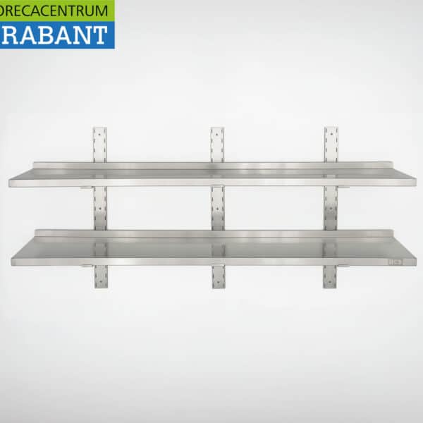 HCB RVS Dubbel wandschap schap Basic-line 160 x 30 cm Horeca
