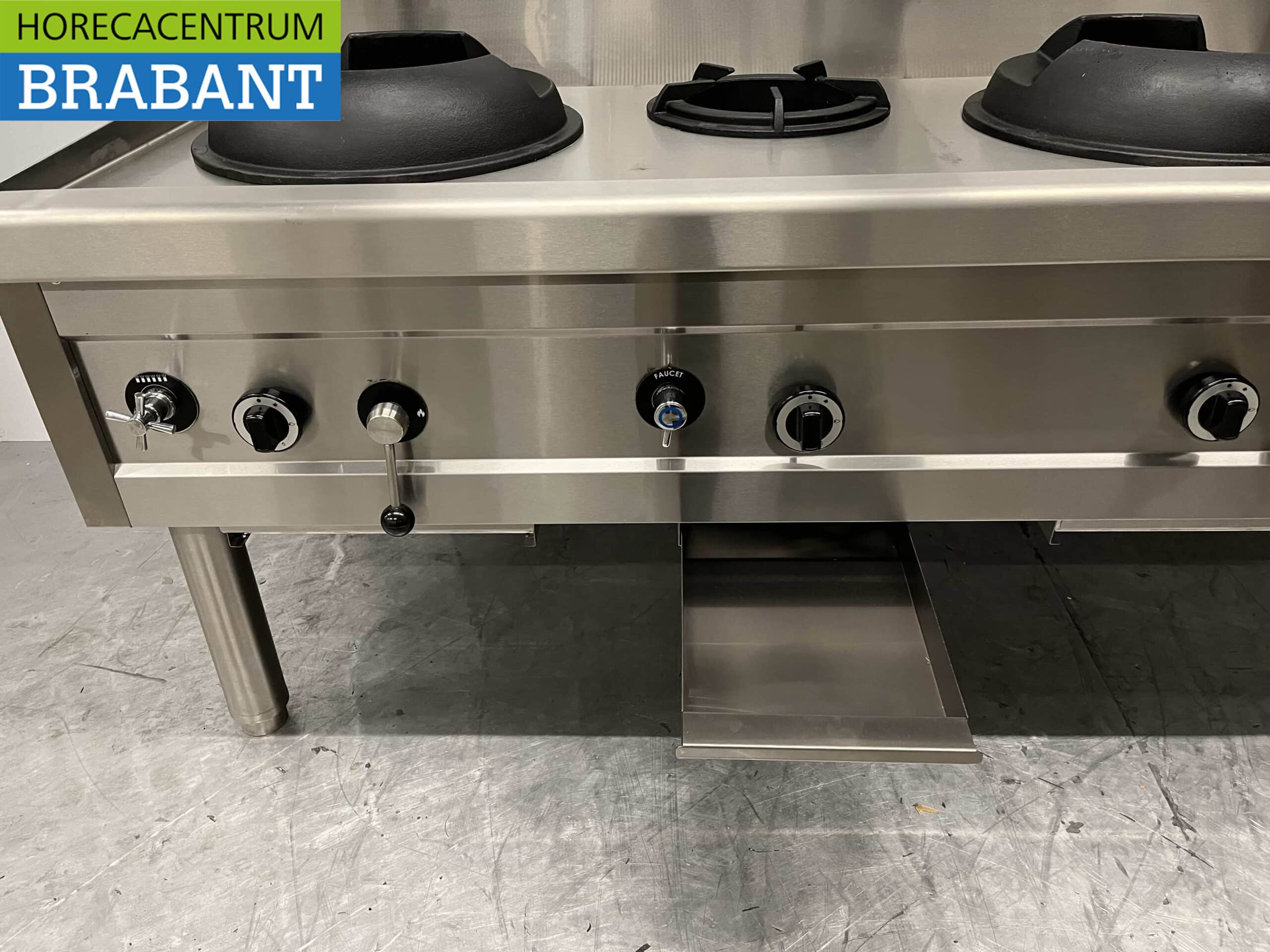 RVS Woktafel wokfornuis wok fornuis 5 branders 100,9 kW 245 cm Gas Horeca - Afbeelding 7