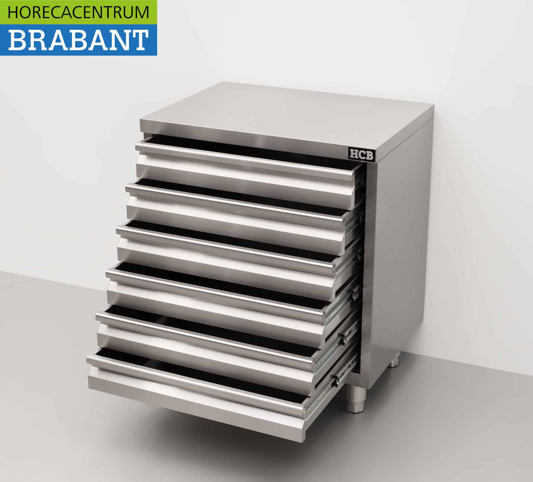 HCB RVS Werkkast Kast Premium-line Ladenkast 6 laden voor deeg 70 cm Horeca Pizzeria Bakkerij - Afbeelding 4