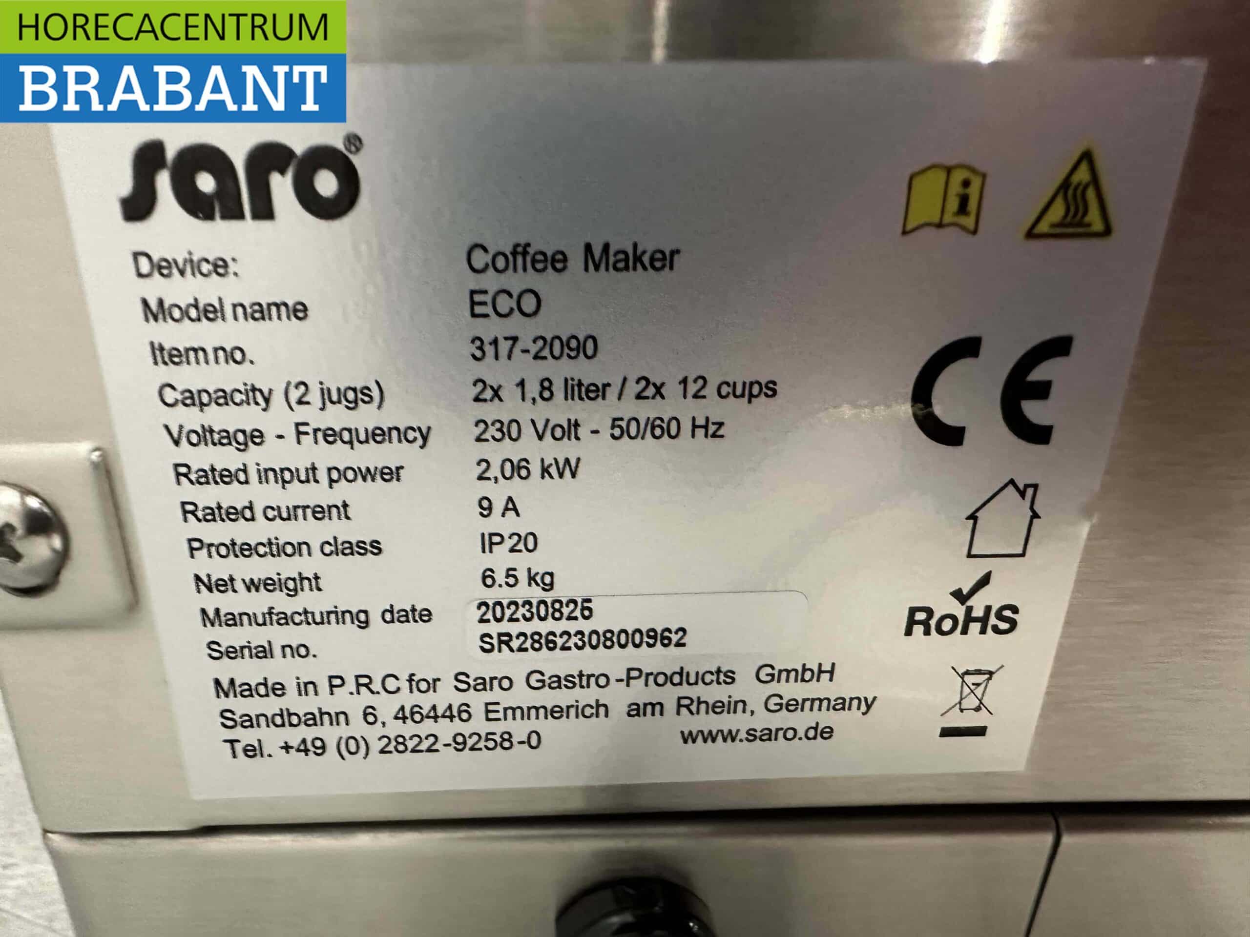 RVS Saro K12 Koffiemachine Koffieautomaat met 1 kan 230V Horeca - Afbeelding 4