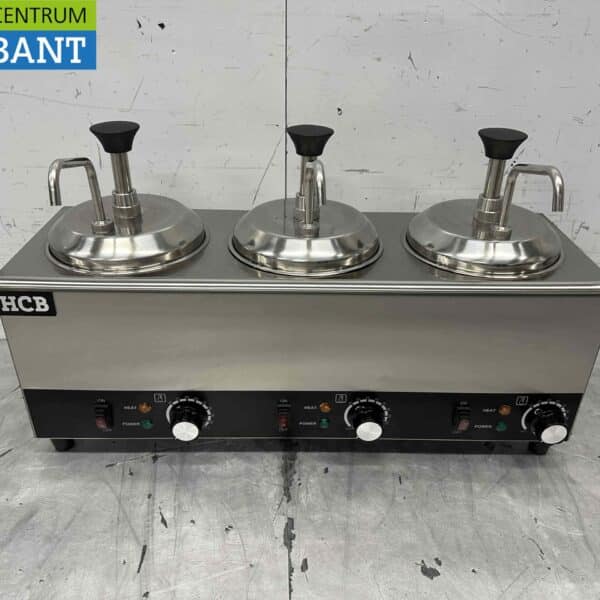 HCB RVS Verwarmde sauspomp Sauswarmer 3 x 2 liter Kaas Karamel Boter Chili Fondant 230V Horeca