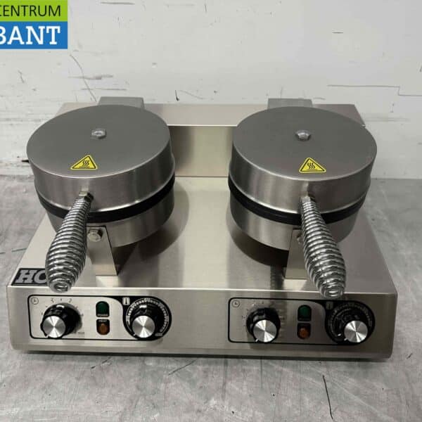 HCB RVS Dubbele Wafelijzer hartjes met timer 230V Horeca