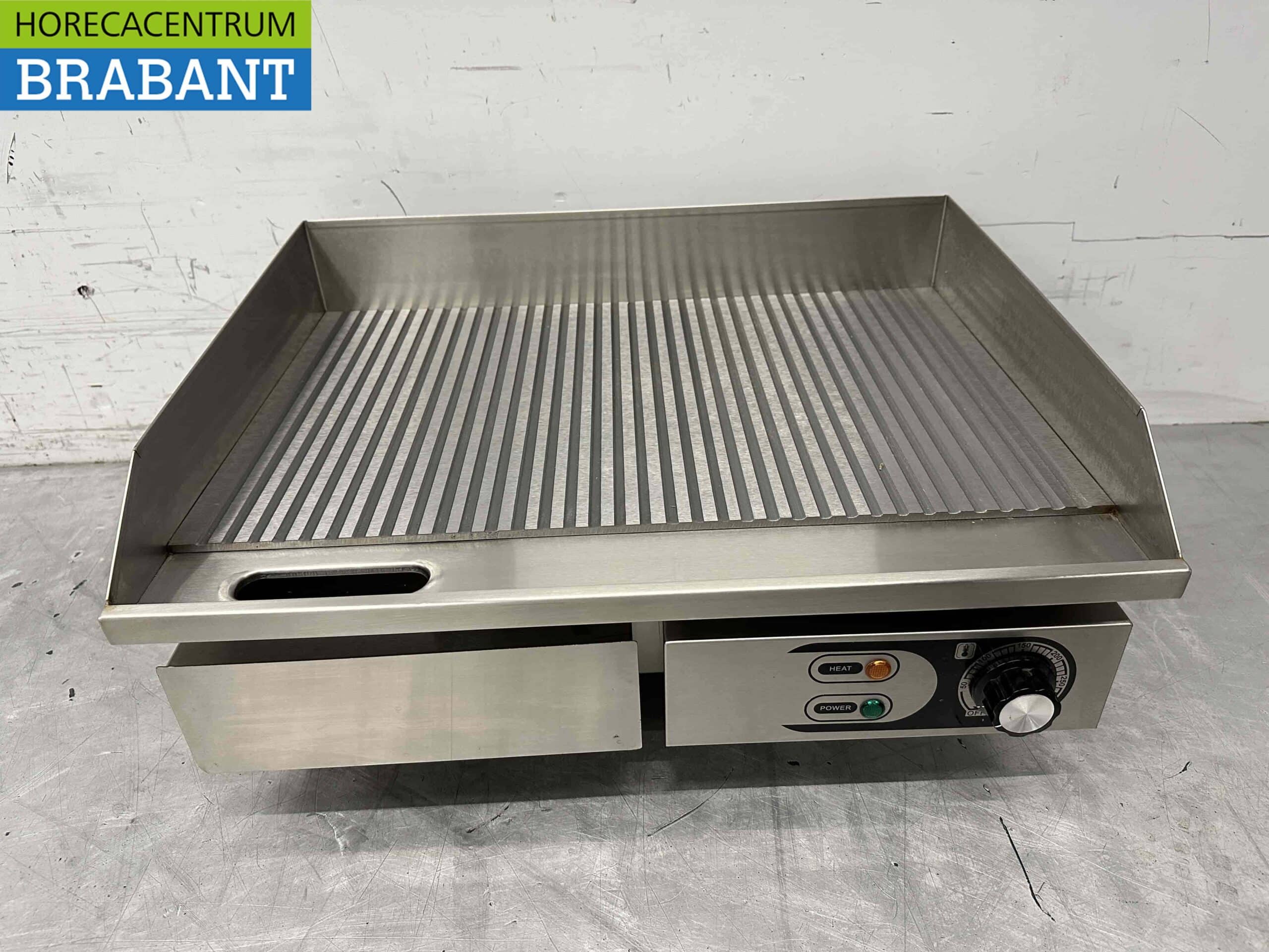 HCB RVS Grillplaat Bakplaat Geribbelde plaat 55 cm 230V Horeca