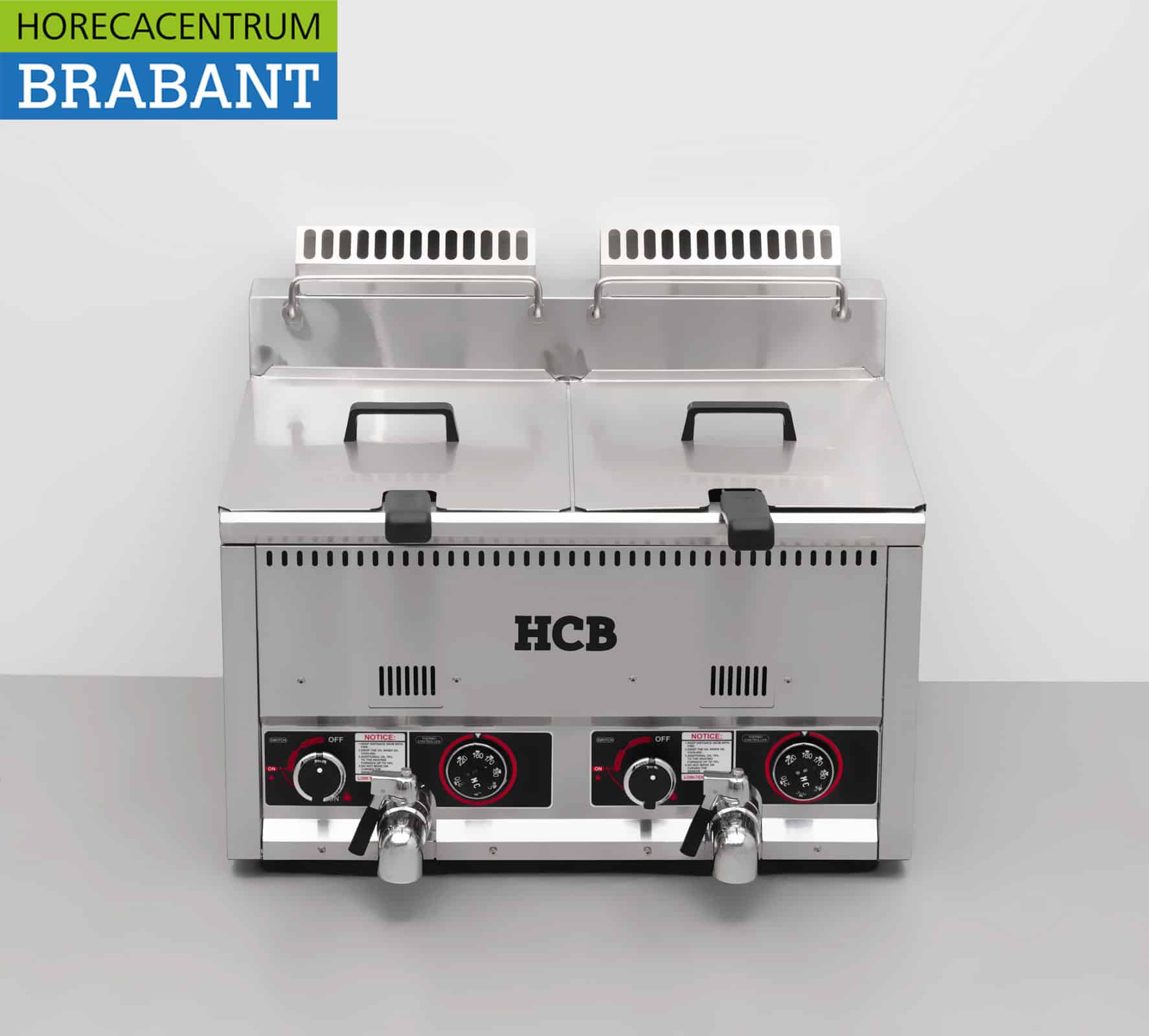 HCB RVS Dubbele Friteuse Frituur 2 x 21 liter Gas Horeca