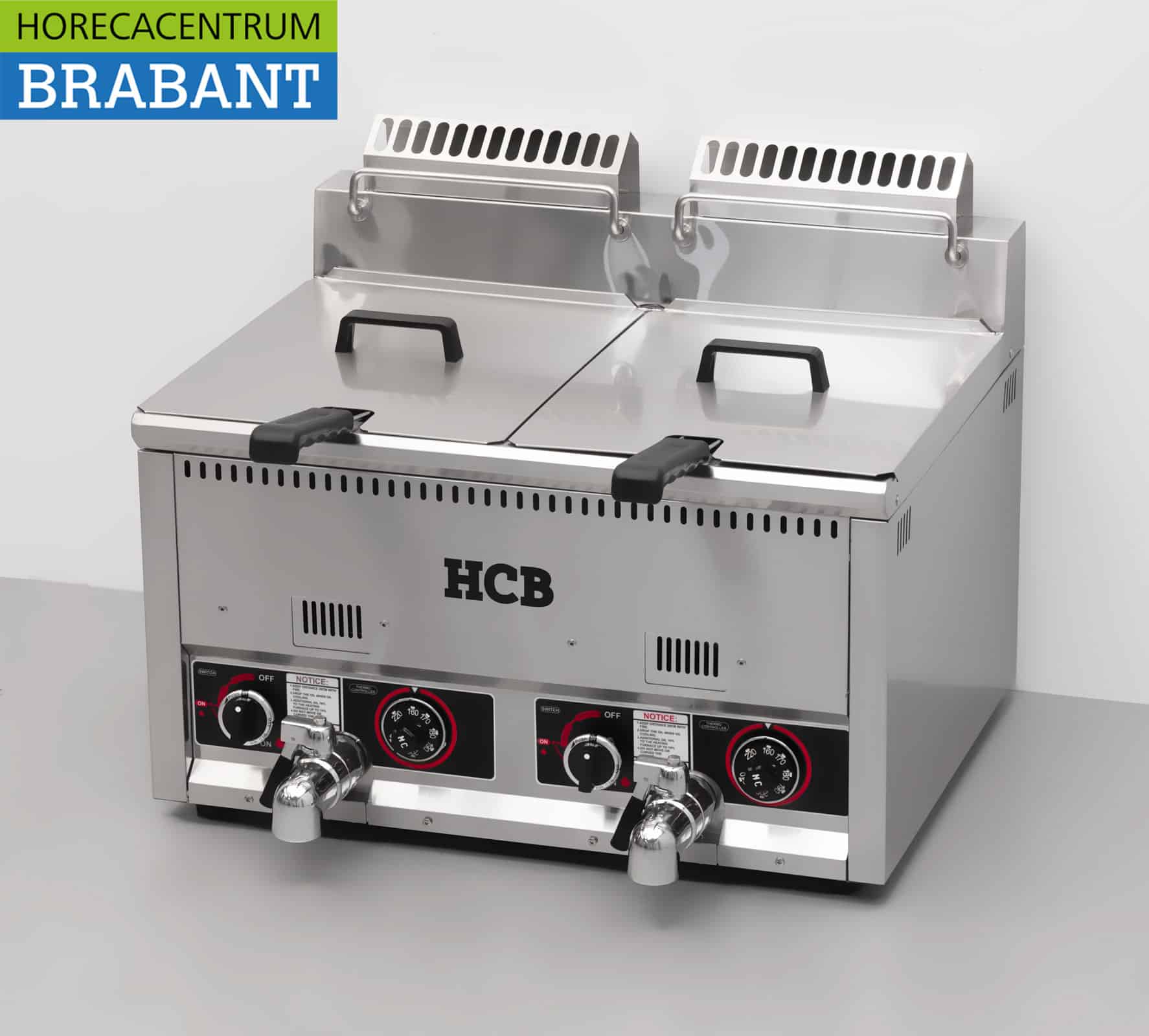HCB RVS Dubbele Friteuse Frituur 2 x 21 liter Gas Horeca - Afbeelding 2
