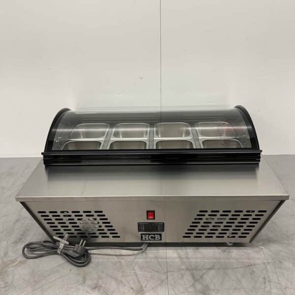 HCB RVS Opzet koelvitrine 8 x 1/6 GN 67 liter 230V Horeca